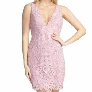 Minuet Lace V-Neck Sleeveless Mini Dress Mauve Pink Size Large